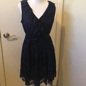Navy Blue Lace Overlay Dress